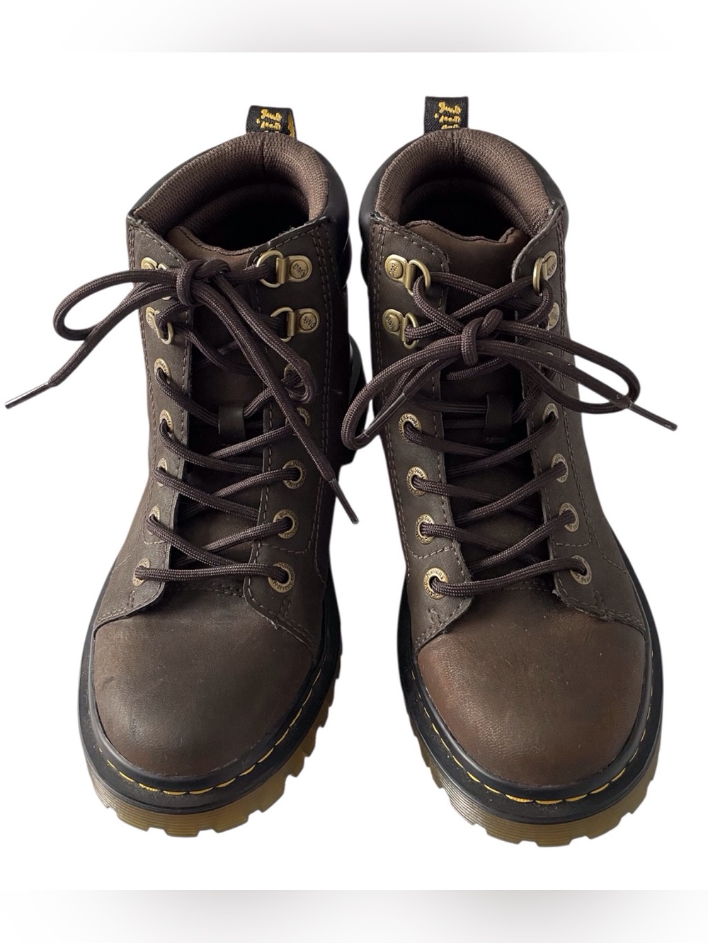 Dr.Martens FAORA Women's Brown Leather AirWait Combat Boots, 7 - Picture 3 of 11